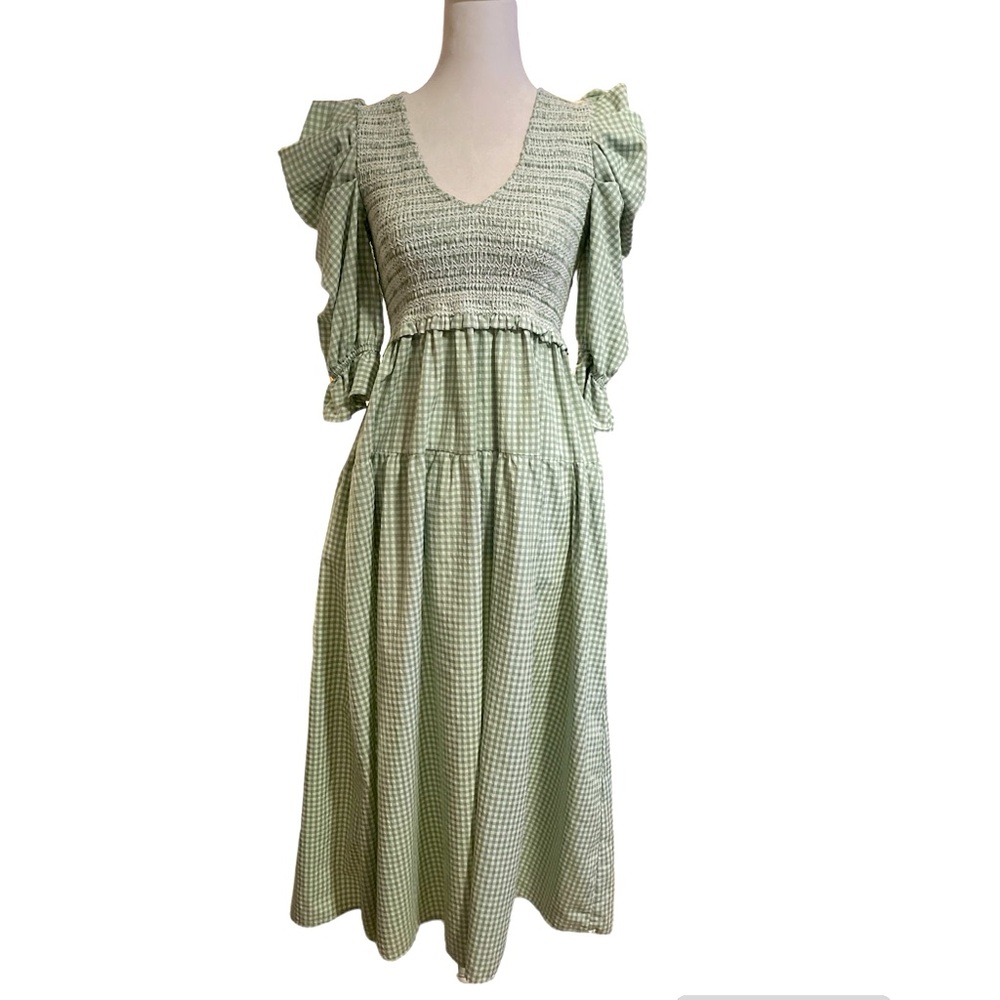 Anthropologie Steele The Label Gingham Plaid Nap Prairie Dress